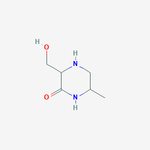molecular formula C6H12N2O2 B069369 3-(Hydroxymethyl)-6-methylpiperazin-2-one CAS No. 193217-35-5