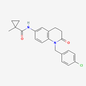 molecular formula C21H21ClN2O2 B6936935 N-[1-[(4-chlorophenyl)methyl]-2-oxo-3,4-dihydroquinolin-6-yl]-1-methylcyclopropane-1-carboxamide 