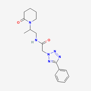 molecular formula C17H22N6O2 B6936947 N-[2-(2-oxopiperidin-1-yl)propyl]-2-(5-phenyltetrazol-2-yl)acetamide 