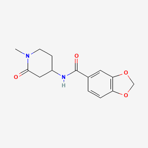 molecular formula C14H16N2O4 B6936987 N-(1-methyl-2-oxopiperidin-4-yl)-1,3-benzodioxole-5-carboxamide 