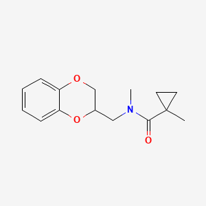 molecular formula C15H19NO3 B6936998 N-(2,3-dihydro-1,4-benzodioxin-3-ylmethyl)-N,1-dimethylcyclopropane-1-carboxamide 