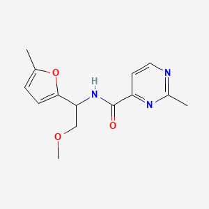 molecular formula C14H17N3O3 B6937135 N-[2-methoxy-1-(5-methylfuran-2-yl)ethyl]-2-methylpyrimidine-4-carboxamide 