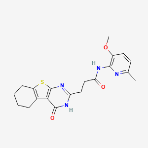 molecular formula C20H22N4O3S B6937192 N-(3-methoxy-6-methylpyridin-2-yl)-3-(4-oxo-5,6,7,8-tetrahydro-3H-[1]benzothiolo[2,3-d]pyrimidin-2-yl)propanamide 