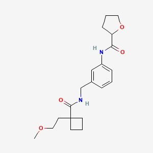 molecular formula C20H28N2O4 B6937226 N-[3-[[[1-(2-methoxyethyl)cyclobutanecarbonyl]amino]methyl]phenyl]oxolane-2-carboxamide 