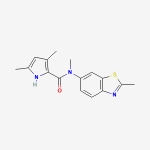 molecular formula C16H17N3OS B6937280 N,3,5-trimethyl-N-(2-methyl-1,3-benzothiazol-6-yl)-1H-pyrrole-2-carboxamide 