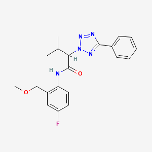 molecular formula C20H22FN5O2 B6937293 N-[4-fluoro-2-(methoxymethyl)phenyl]-3-methyl-2-(5-phenyltetrazol-2-yl)butanamide 