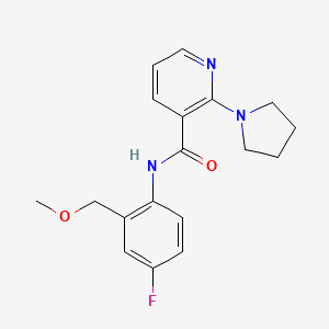 molecular formula C18H20FN3O2 B6937304 N-[4-fluoro-2-(methoxymethyl)phenyl]-2-pyrrolidin-1-ylpyridine-3-carboxamide 