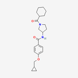 molecular formula C22H30N2O3 B6937377 N-[1-(cyclohexanecarbonyl)pyrrolidin-3-yl]-4-(cyclopropylmethoxy)benzamide 