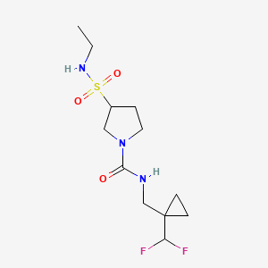 molecular formula C12H21F2N3O3S B6937428 N-[[1-(difluoromethyl)cyclopropyl]methyl]-3-(ethylsulfamoyl)pyrrolidine-1-carboxamide 