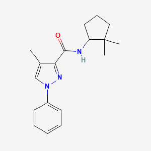 molecular formula C18H23N3O B6937437 N-(2,2-dimethylcyclopentyl)-4-methyl-1-phenylpyrazole-3-carboxamide 