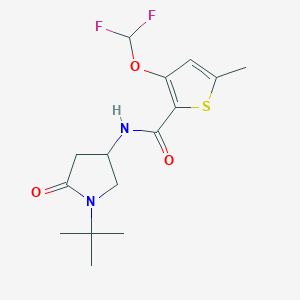 molecular formula C15H20F2N2O3S B6937473 N-(1-tert-butyl-5-oxopyrrolidin-3-yl)-3-(difluoromethoxy)-5-methylthiophene-2-carboxamide 