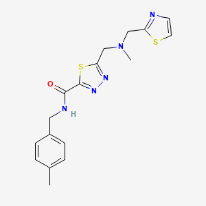 molecular formula C17H19N5OS2 B6937493 N-[(4-methylphenyl)methyl]-5-[[methyl(1,3-thiazol-2-ylmethyl)amino]methyl]-1,3,4-thiadiazole-2-carboxamide 