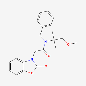 molecular formula C21H24N2O4 B6937505 N-benzyl-N-(1-methoxy-2-methylpropan-2-yl)-2-(2-oxo-1,3-benzoxazol-3-yl)acetamide 