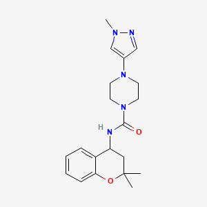 molecular formula C20H27N5O2 B6937516 N-(2,2-dimethyl-3,4-dihydrochromen-4-yl)-4-(1-methylpyrazol-4-yl)piperazine-1-carboxamide 