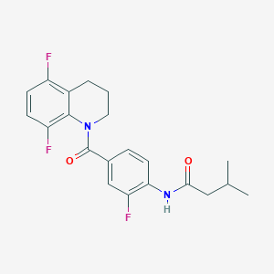 molecular formula C21H21F3N2O2 B6937545 N-[4-(5,8-difluoro-3,4-dihydro-2H-quinoline-1-carbonyl)-2-fluorophenyl]-3-methylbutanamide 