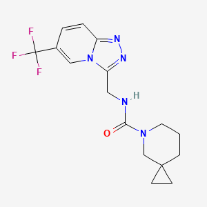 molecular formula C16H18F3N5O B6937610 N-[[6-(trifluoromethyl)-[1,2,4]triazolo[4,3-a]pyridin-3-yl]methyl]-5-azaspiro[2.5]octane-5-carboxamide 