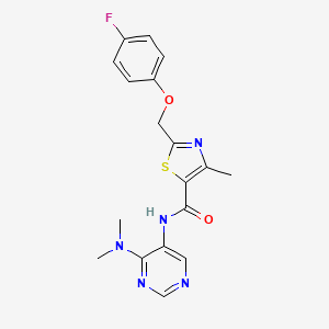 molecular formula C18H18FN5O2S B6937629 N-[4-(dimethylamino)pyrimidin-5-yl]-2-[(4-fluorophenoxy)methyl]-4-methyl-1,3-thiazole-5-carboxamide 