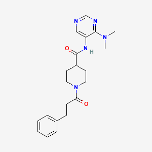 molecular formula C21H27N5O2 B6937663 N-[4-(dimethylamino)pyrimidin-5-yl]-1-(3-phenylpropanoyl)piperidine-4-carboxamide 