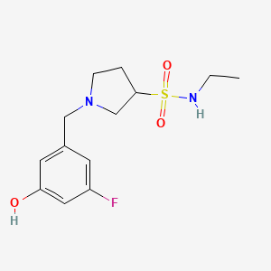 molecular formula C13H19FN2O3S B6937676 N-ethyl-1-[(3-fluoro-5-hydroxyphenyl)methyl]pyrrolidine-3-sulfonamide 