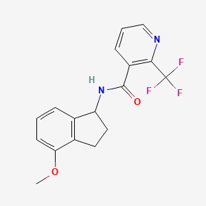 molecular formula C17H15F3N2O2 B6937686 N-(4-methoxy-2,3-dihydro-1H-inden-1-yl)-2-(trifluoromethyl)pyridine-3-carboxamide 