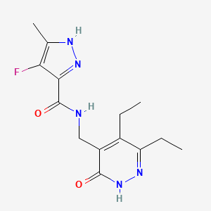 molecular formula C14H18FN5O2 B6937692 N-[(3,4-diethyl-6-oxo-1H-pyridazin-5-yl)methyl]-4-fluoro-5-methyl-1H-pyrazole-3-carboxamide 