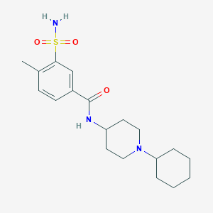 molecular formula C19H29N3O3S B6937828 N-(1-cyclohexylpiperidin-4-yl)-4-methyl-3-sulfamoylbenzamide 