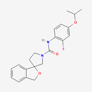 molecular formula C21H23FN2O3 B6937841 N-(2-fluoro-4-propan-2-yloxyphenyl)spiro[1H-2-benzofuran-3,3'-pyrrolidine]-1'-carboxamide 