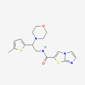 molecular formula C17H20N4O2S2 B6937987 N-[2-(5-methylthiophen-2-yl)-2-morpholin-4-ylethyl]imidazo[2,1-b][1,3]thiazole-2-carboxamide 