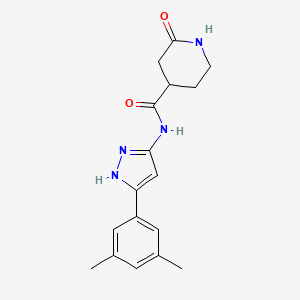 molecular formula C17H20N4O2 B6937990 N-[5-(3,5-dimethylphenyl)-1H-pyrazol-3-yl]-2-oxopiperidine-4-carboxamide 