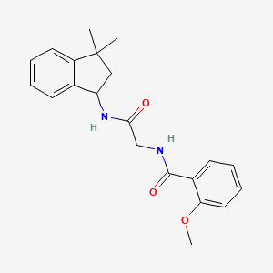 molecular formula C21H24N2O3 B6938103 N-[2-[(3,3-dimethyl-1,2-dihydroinden-1-yl)amino]-2-oxoethyl]-2-methoxybenzamide 