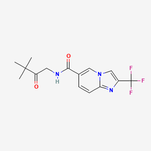 molecular formula C15H16F3N3O2 B6938139 N-(3,3-dimethyl-2-oxobutyl)-2-(trifluoromethyl)imidazo[1,2-a]pyridine-6-carboxamide 