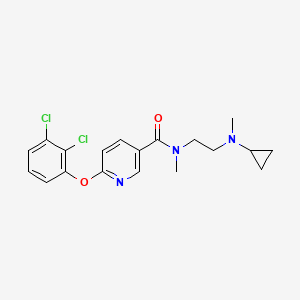 molecular formula C19H21Cl2N3O2 B6938256 N-[2-[cyclopropyl(methyl)amino]ethyl]-6-(2,3-dichlorophenoxy)-N-methylpyridine-3-carboxamide 