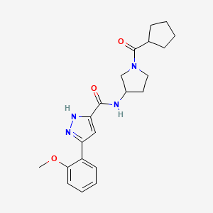 molecular formula C21H26N4O3 B6938260 N-[1-(cyclopentanecarbonyl)pyrrolidin-3-yl]-3-(2-methoxyphenyl)-1H-pyrazole-5-carboxamide 