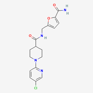 molecular formula C17H19ClN4O3 B6938288 N-[(5-carbamoylfuran-2-yl)methyl]-1-(5-chloropyridin-2-yl)piperidine-4-carboxamide 
