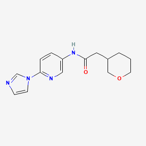 molecular formula C15H18N4O2 B6938303 N-(6-imidazol-1-ylpyridin-3-yl)-2-(oxan-3-yl)acetamide 