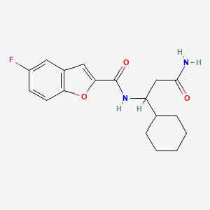 molecular formula C18H21FN2O3 B6938371 N-(3-amino-1-cyclohexyl-3-oxopropyl)-5-fluoro-1-benzofuran-2-carboxamide 