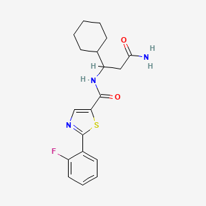 molecular formula C19H22FN3O2S B6938374 N-(3-amino-1-cyclohexyl-3-oxopropyl)-2-(2-fluorophenyl)-1,3-thiazole-5-carboxamide 