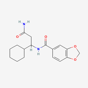 molecular formula C17H22N2O4 B6938375 N-(3-amino-1-cyclohexyl-3-oxopropyl)-1,3-benzodioxole-5-carboxamide 