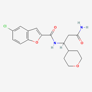 molecular formula C17H19ClN2O4 B6938381 N-[3-amino-1-(oxan-4-yl)-3-oxopropyl]-5-chloro-1-benzofuran-2-carboxamide 