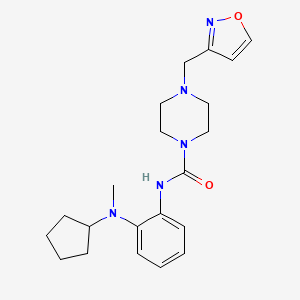 molecular formula C21H29N5O2 B6938452 N-[2-[cyclopentyl(methyl)amino]phenyl]-4-(1,2-oxazol-3-ylmethyl)piperazine-1-carboxamide 
