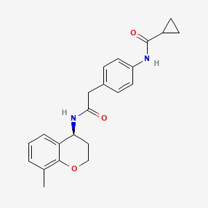 molecular formula C22H24N2O3 B6938478 N-[4-[2-[[(4S)-8-methyl-3,4-dihydro-2H-chromen-4-yl]amino]-2-oxoethyl]phenyl]cyclopropanecarboxamide 