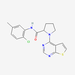molecular formula C18H17ClN4OS B6938591 N-(2-chloro-5-methylphenyl)-1-thieno[2,3-d]pyrimidin-4-ylpyrrolidine-2-carboxamide 