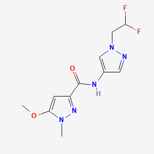 molecular formula C11H13F2N5O2 B6938624 N-[1-(2,2-difluoroethyl)pyrazol-4-yl]-5-methoxy-1-methylpyrazole-3-carboxamide 