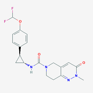 molecular formula C19H20F2N4O3 B6938631 N-[(1R,2S)-2-[4-(difluoromethoxy)phenyl]cyclopropyl]-2-methyl-3-oxo-7,8-dihydro-5H-pyrido[4,3-c]pyridazine-6-carboxamide 