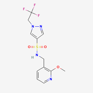 molecular formula C12H13F3N4O3S B6938658 N-[(2-methoxypyridin-3-yl)methyl]-1-(2,2,2-trifluoroethyl)pyrazole-4-sulfonamide 