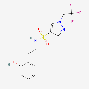 molecular formula C13H14F3N3O3S B6938772 N-[2-(2-hydroxyphenyl)ethyl]-1-(2,2,2-trifluoroethyl)pyrazole-4-sulfonamide 