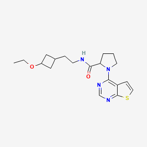 molecular formula C19H26N4O2S B6938816 N-[2-(3-ethoxycyclobutyl)ethyl]-1-thieno[2,3-d]pyrimidin-4-ylpyrrolidine-2-carboxamide 