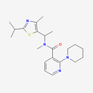 molecular formula C21H30N4OS B6938850 N-methyl-N-[1-(4-methyl-2-propan-2-yl-1,3-thiazol-5-yl)ethyl]-2-piperidin-1-ylpyridine-3-carboxamide 
