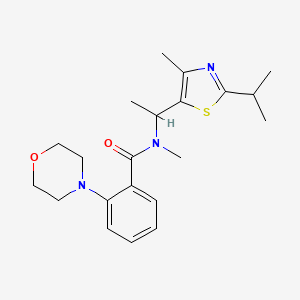 molecular formula C21H29N3O2S B6938857 N-methyl-N-[1-(4-methyl-2-propan-2-yl-1,3-thiazol-5-yl)ethyl]-2-morpholin-4-ylbenzamide 