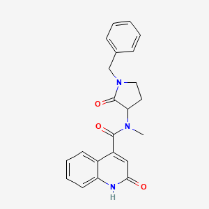 molecular formula C22H21N3O3 B6938935 N-(1-benzyl-2-oxopyrrolidin-3-yl)-N-methyl-2-oxo-1H-quinoline-4-carboxamide 